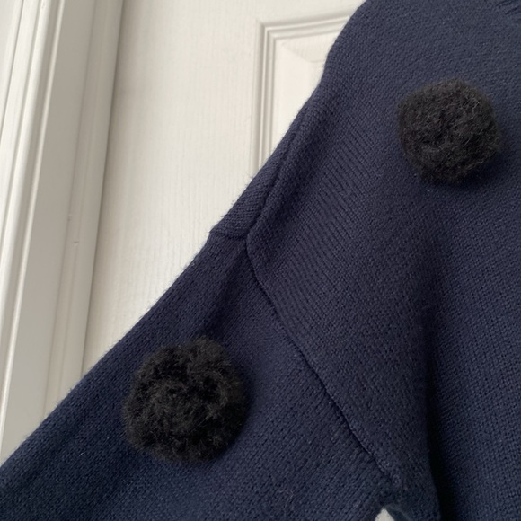 Adorable sweater. Navy with black fuzzy balls. Made by CeCe size small. - Picture 6 of 7